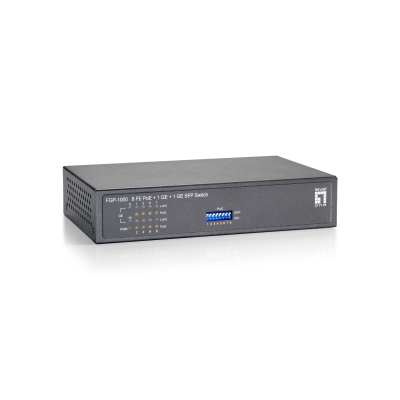 LevelOne FGP-1000 network switch Gigabit Ethernet (10/100/1000) Power over Ethernet (PoE) Black, Gray